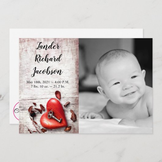 Faire-part 5x7 Photo Armée Pays Bois Clé (Devant / Derrière)