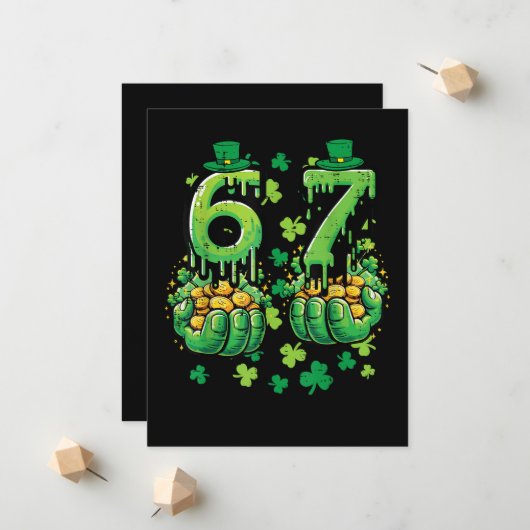 Faire-part 6 7 Jour de la Saint-Patrick (Devant/Arrière en situation)