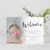 Faire-part 6 Photo Baby Girl Script Bienvenue naissance (Debout devant)