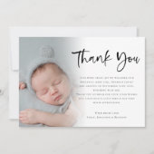 Faire-part 6 Photo Bébé fille ou garçon Script Merci (Devant)