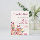 Faire-part 80e anniversaire Floral Save The Date, (Debout devant)