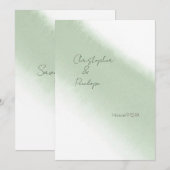 Faire-part à l'aquarelle de calligraphie Vert Saug (Devant / Derrière)