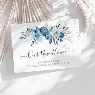 faire-part à mouvement floral bleu