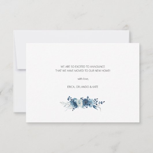 faire-part à mouvement floral bleu (Dos)