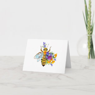 Faire-part Abeille à fleurs avec plantes sauvages