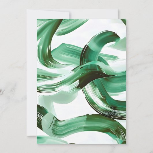 Faire-part Abstrait Traits de Pinceau Vert Minimal Moderne (Devant)