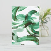 Faire-part Abstrait Traits de Pinceau Vert Minimal Moderne (Debout devant)
