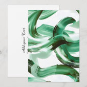 Faire-part Abstrait Traits de Pinceau Vert Minimal Moderne (Devant / Derrière)