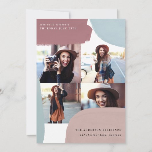 Faire-part Abstraite fête de graduation multicolore (Dos)