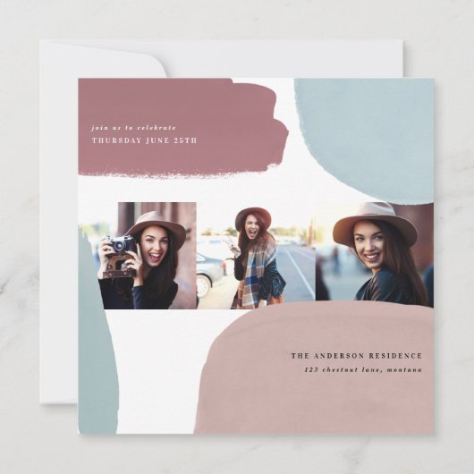 Faire-part Abstraite fête de graduation multicolore (Dos)