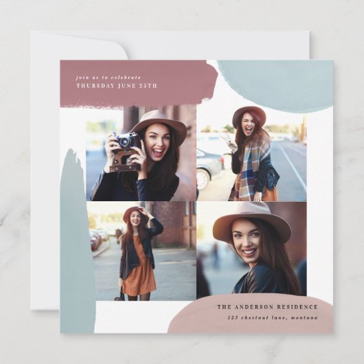 Faire-part Abstraite fête de graduation multicolore (Dos)