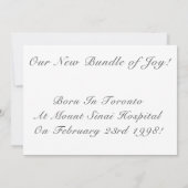 Faire-part Accueil bébé fille photo naissance (Dos)