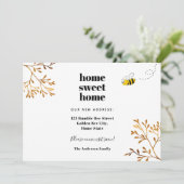 Faire-part Accueil douce maison abeille feuillage doré bouger (Debout devant)