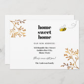 Faire-part Accueil douce maison abeille feuillage doré bouger (Devant / Derrière)