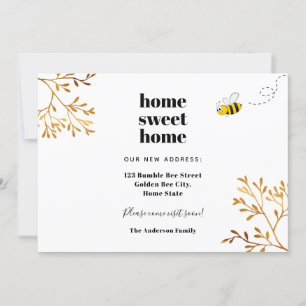 Faire-part Accueil douce maison abeille feuillage doré bouger