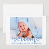 Faire-part Accueil moderne Nouvelle Baby Boy Blue Card (Devant / Derrière)