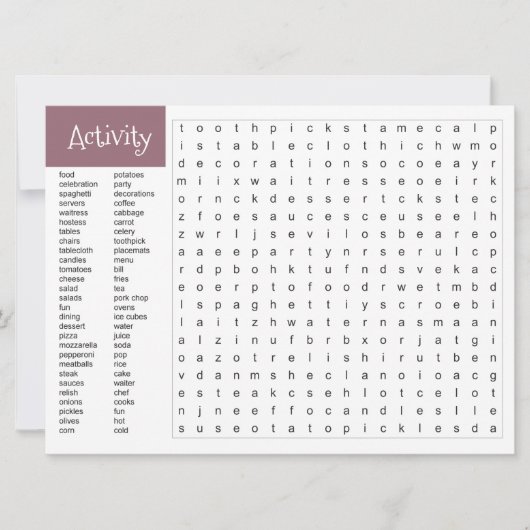 Faire-part Activité amusante de manque de vous (Devant)