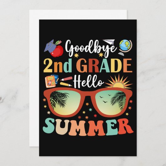 Faire-part Adieu 2e année Bonjour Graduation d'été (Devant / Derrière)