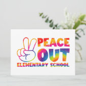 Faire-part Adieu école élémentaire Tie Dye Dernier jour  (Debout devant)