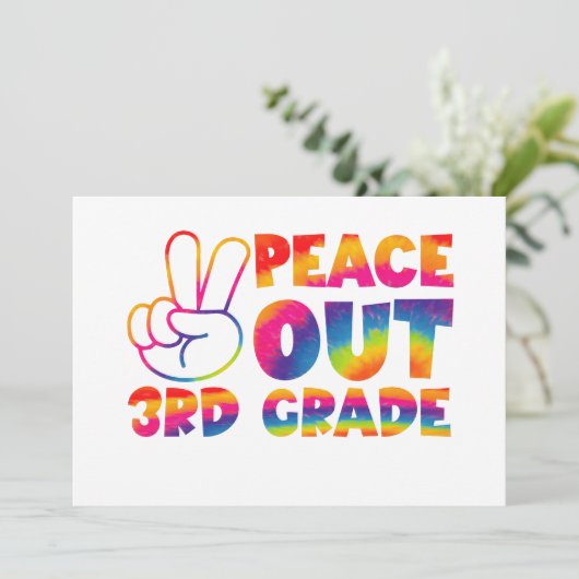 Faire-part Adieu troisième année Tie Dye Dernier jour 3e anné (Debout devant)