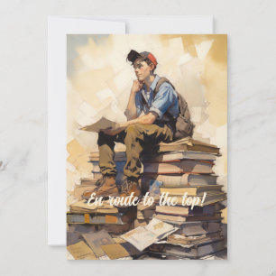 Faire-part Ado sur une pile de livres