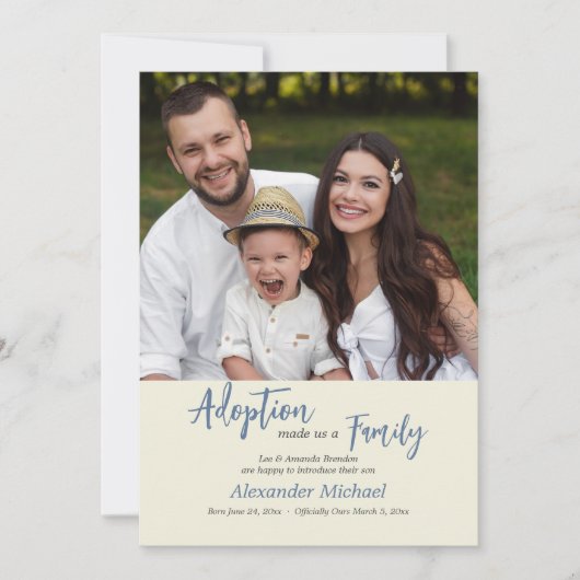 Faire-part Adoption Nous A Fait Une Famille (Devant)
