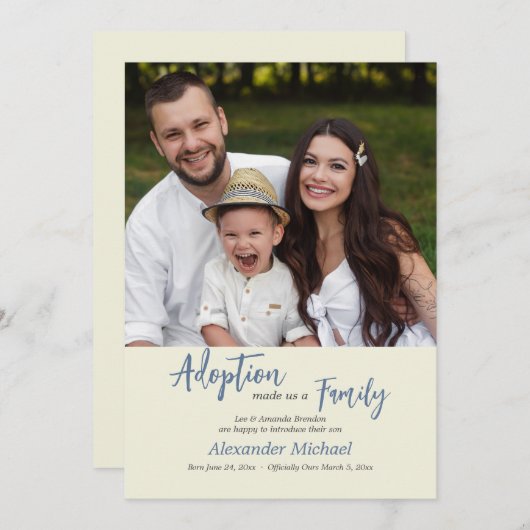 Faire-part Adoption Nous A Fait Une Famille (Devant / Derrière)