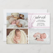 Faire-part Adoré 4 Photo Boho Pampas Rose Grass Birth (Devant)