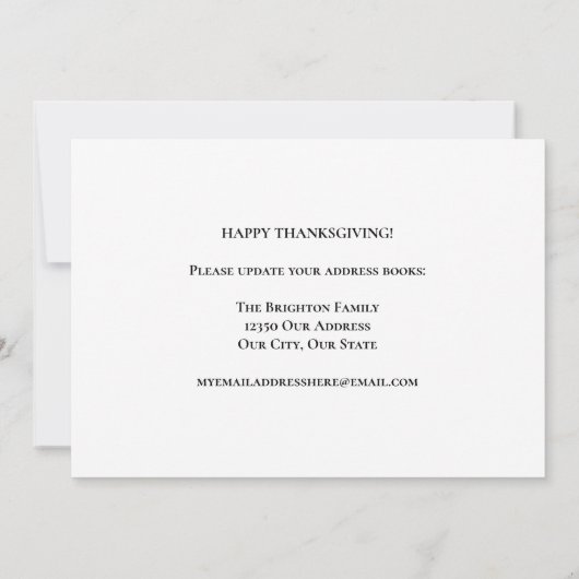 Faire-part Adresse nouvelle maison de Thanksgiving Citrouille (Dos)