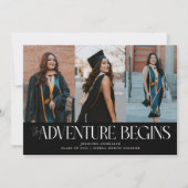 Faire-part Adventure Begins Black Grad Multi Photo (Devant)