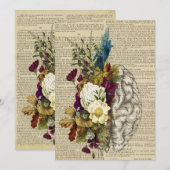 Faire-part affiche d'anatomie médicale de la fleur du cerveau (Devant / Derrière)