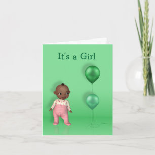 Faire-part African American Baby Girl - It's a Girl Card