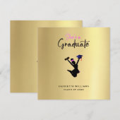 Faire-part Afro-Américain Diplômé Or (Devant / Derrière)