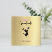 Faire-part Afro-Américain Diplômé Or (Debout devant)