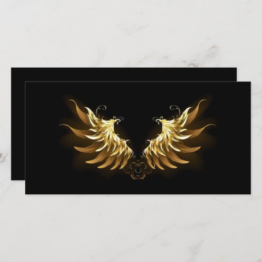 Faire-part Ailes d'Ange d'or sur arrière - plan noir (Devant / Derrière)