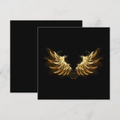 Faire-part Ailes d'ange dorées sur fond noir (Devant / Derrière)