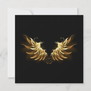 Faire-part Ailes d'ange dorées sur fond noir