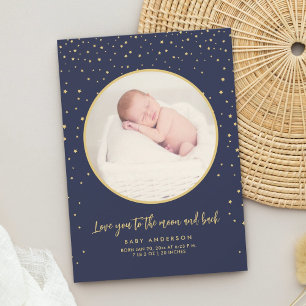 Faire-part Aimez-Vous À La Lune Et Au Dos Bébé Photo Naissanc