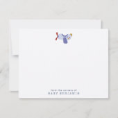 Faire-part Airplane Nursery Note Card with Blue Gingham Back (Devant)