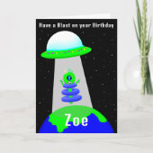 Faire-part Alien Birthday Girl plicard par Jo Images (Devant)