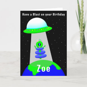 Faire-part Alien Birthday Girl plicard par Jo Images