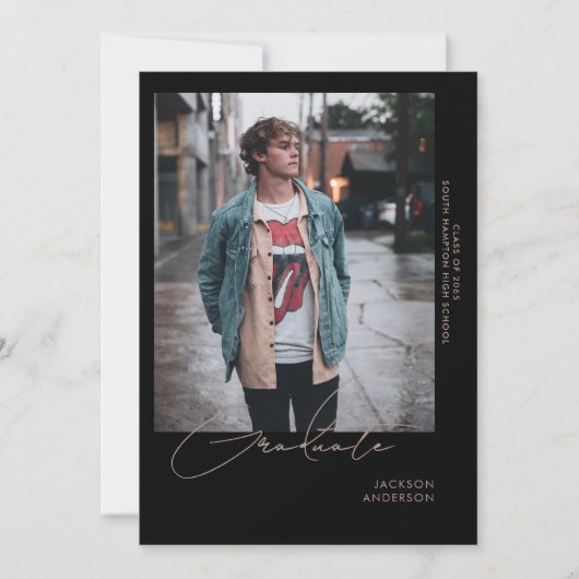Faire-part Aller Solo Photo Black Graduation (Devant)