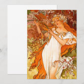 Faire-part Alphonse Mucha Printemps Art Nouveau (Devant / Derrière)