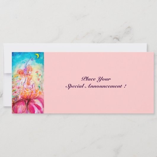 Faire-part ALTHEA /Fée Whimsical sur la Fleur Rose (Dos)