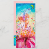 Faire-part ALTHEA /Fée Whimsical sur la Fleur Rose (Devant / Derrière)