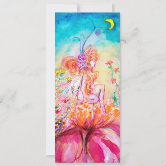 Faire-part ALTHEA /Fée Whimsical sur la Fleur Rose (Devant)