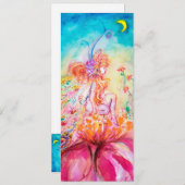 Faire-part ALTHEA /Fée Whimsical sur la Fleur Rose (Devant / Derrière)