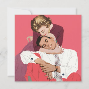 Faire-part Amour et Romance Vintage, Jeunes Mariés en Rose