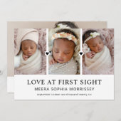 Faire-part Amour Moderne À Première Vue 4 Photos Naissance (Devant / Derrière)