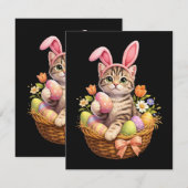 Faire-part Amoureux de chatons mignons Joyeuses Pâques Chat (Devant / Derrière)